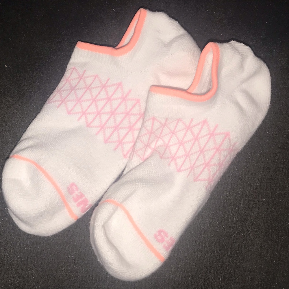Well worn Socks White Athletic No-Show Socks creamsicle orange trim